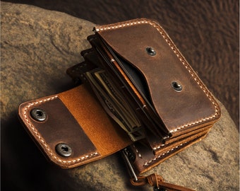 Front Pocket Wallet, Men and Women, Handmade High-Quality Hand Stitched Leather Card Holder Money Coin Small
