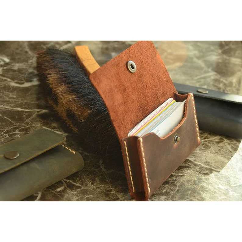 Genuine Leather Card Holder Personalised Mens Womens Handmade image 1