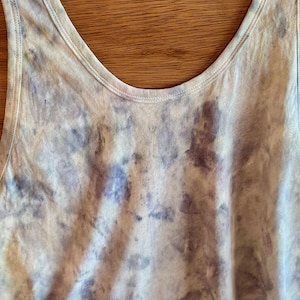 Plant-Dyed Racerback Tank Top: Plum Leaf Print, Women&#39;s L