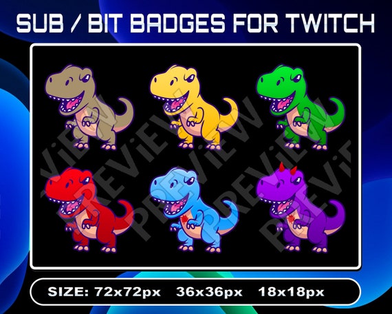 Dinosaur Sub Badges Twitch Dinosaur Subscribers Loyalty Sub | Etsy