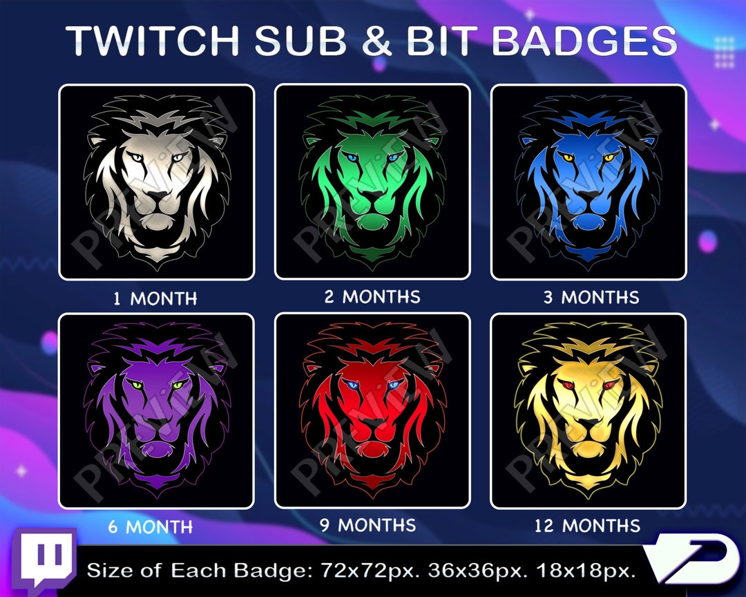 Badges Lion Sub Twitch Kick Lion Abonnés Fidélité Sub Bit Etsy France