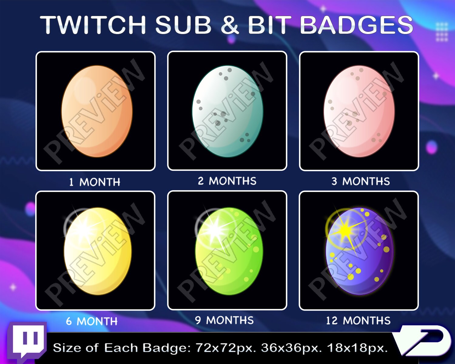Twitch Egg Sub Badges Twitch Eggs Subscribers Loyalty Badges Etsy