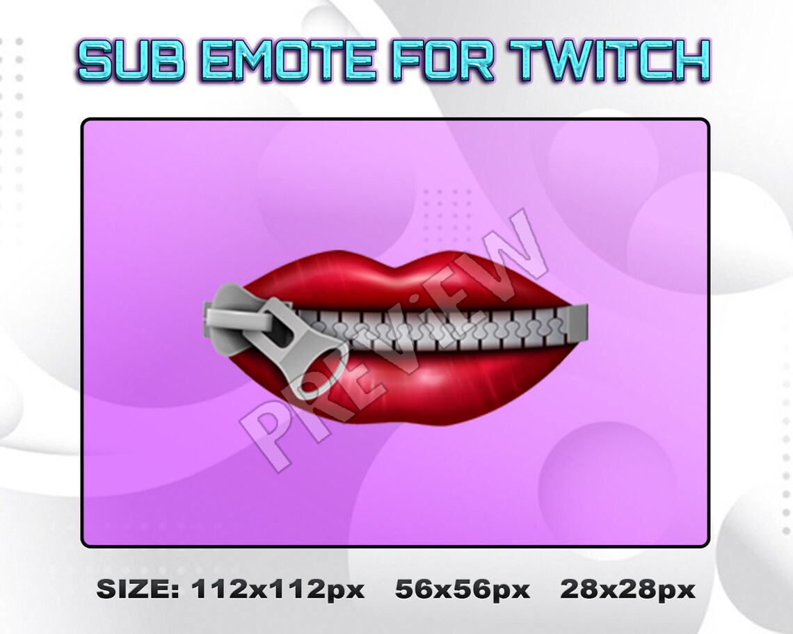 Twitch Lips Sub Emote Twitch Lip Silence Zipper Subscribers Etsy