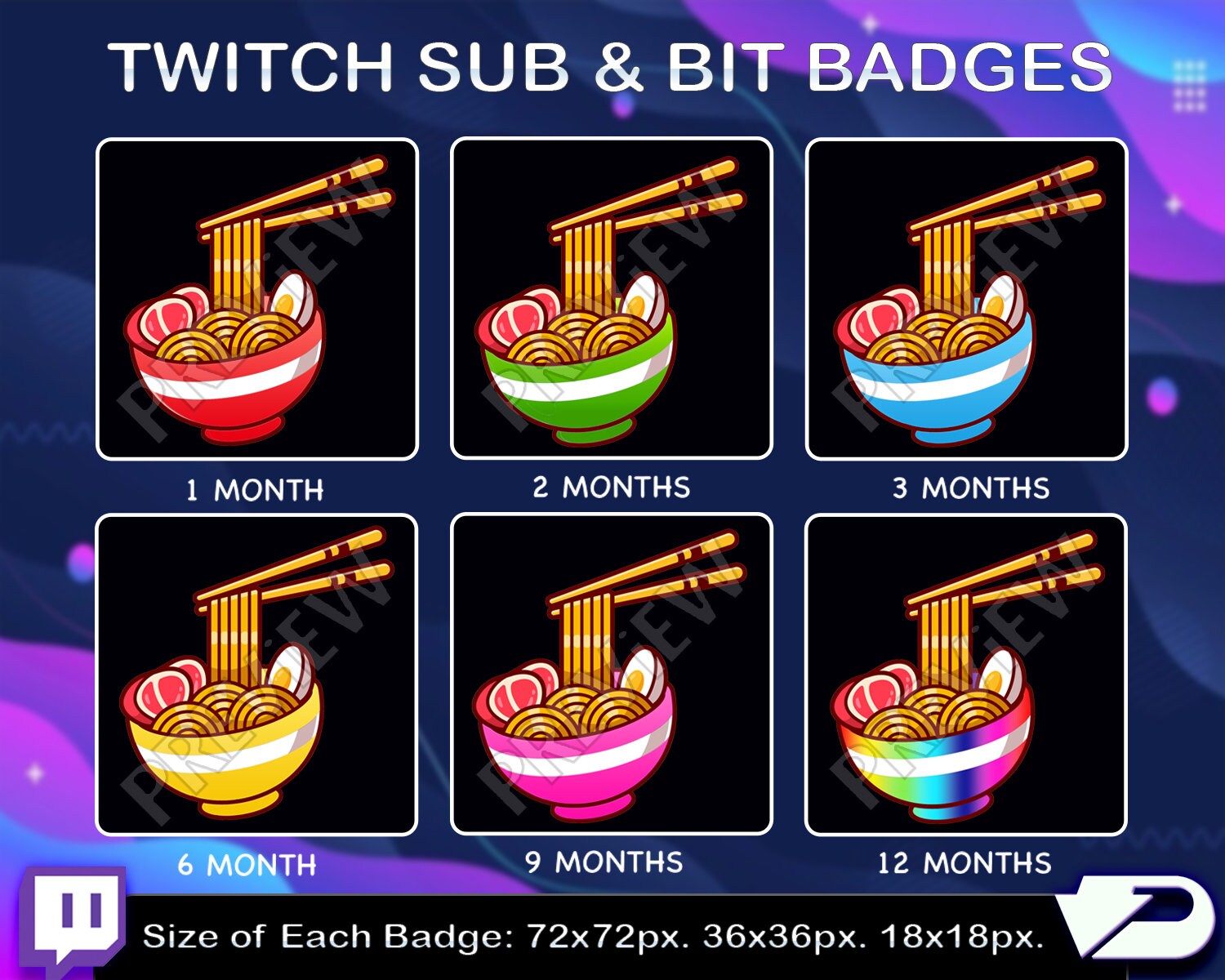 Ramen Noodles Sub Badges Twitch Kick Ramen Subscribers Etsy