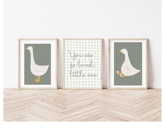 Green Goose Nursery Print: You Are So Loved - Unisex Playroom Decor