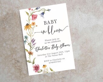 Baby in Bloom Baby Shower Invitation | Floral Baby Shower Invitation | Baby Shower Invitation | Custom Baby Shower Invitation With Envelopes