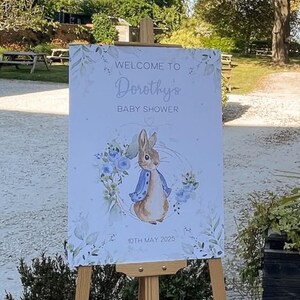 Blue Peter Rabbit Christening Welcome Sign | Christening Decoration | Boys Peter Rabbit Baptism Welcome Board | Christening Sign For Boys afbeelding 3