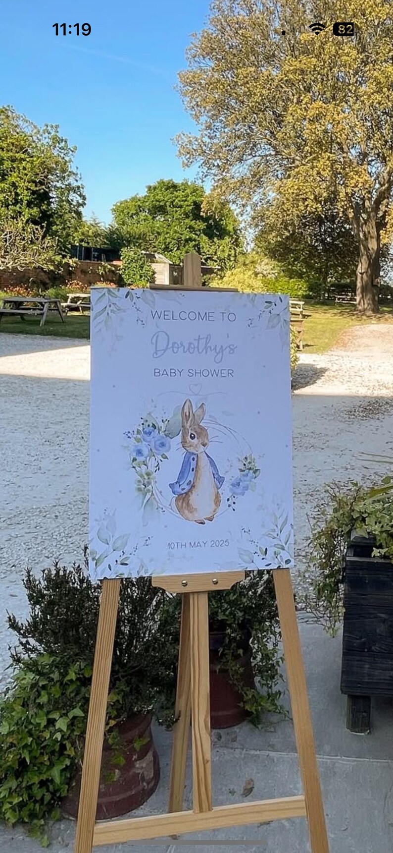 Blue Peter Rabbit Christening Welcome Sign | Christening Decoration | Boys Peter Rabbit Baptism Welcome Board | Christening Sign For Boys afbeelding 3