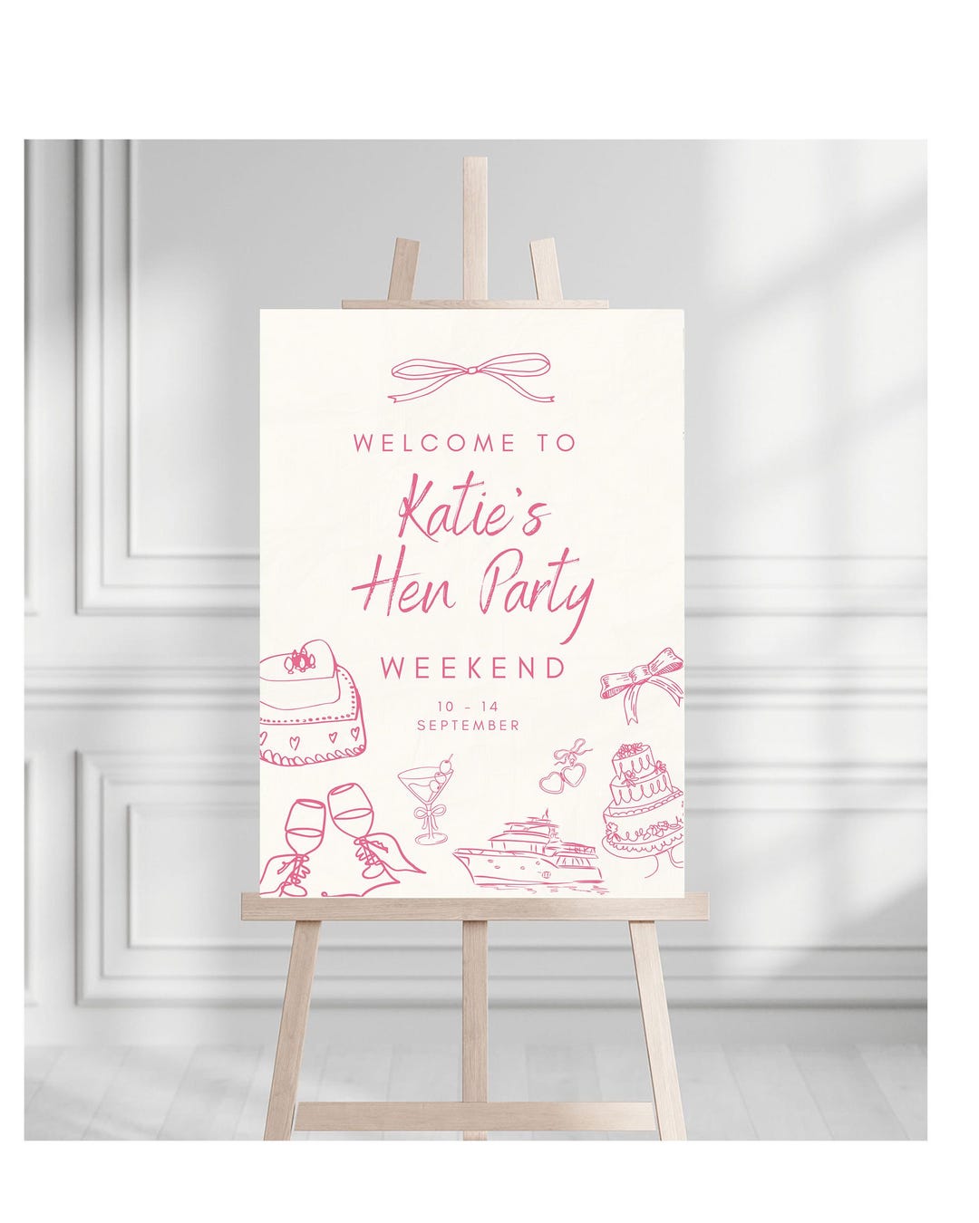 Personalised Hen Party Welcome Sign, Printed Girls Weekend Poster or ...
