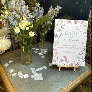 Baby in Bloom Baby Shower Welcome Board, Floral Baby Shower Sign | Wildflower Baby Shower Sign | Girls Baby Shower Decoration | Flower Sign image 6