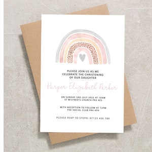 Rainbow Christening Invitation | Printed Baptism Invites | Boho Rainbow Christening Invitations | Naming Ceremony Invites With Envelopes