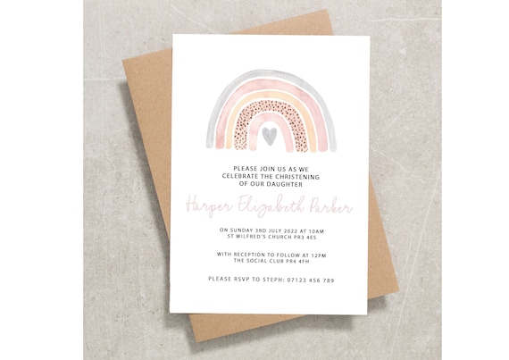 Digital Download | Rainbow Christening Invitation | Digital Baptism Invites | Boho Rainbow Christening Invitations | Naming Ceremony Invites