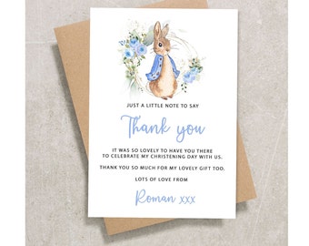 Boys Peter Rabbit Christening Thank You Cards | Boys Printed Thank You Cards | Boho Christening | Thank you Cards With Envelopes | New Baby