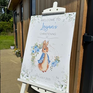 Baby Shower Welcome Sign | Peter Rabbit Baby Shower | Baby Shower Decoration | Boys Baby Shower Welcome Board | Blue Baby Shower Board image 2