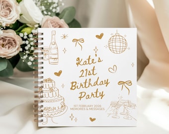 18th 21st 30th 40th 50th  Gold Birthday Guest Book | Personalised Hardback Memory Book | Memories & Messages | Keepsake Party Guestbook