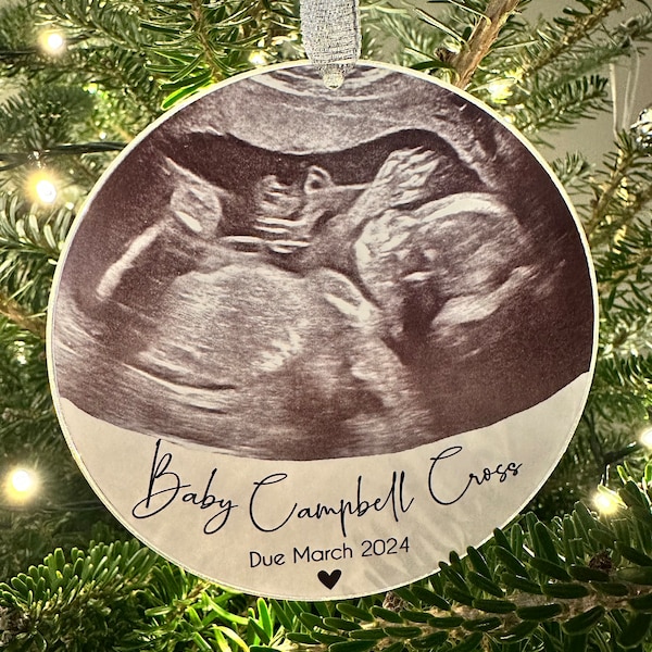 Pregnancy Scan Bauble | Baby Scan Bauble | Pregnancy Announcement Bauble | Christmas Pregnancy Announcement | Scan Photo On Acrylic Disc