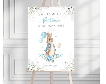 Peter Rabbit Birthday Sign | Peter Rabbit Baby Shower | Party Welcome Board | Boys Christening Sign | Peter Rabbit Christening Backdrop
