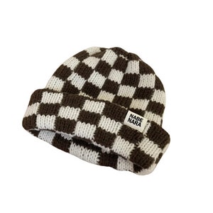 Comfortable Thick Beanie Checked Lime Easily Washable Bonnet à Carreaux Coton Épais Confortable Chaux Winter Collection Nabe Nara by FFD Bild 7