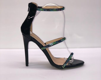 black iridescent heels