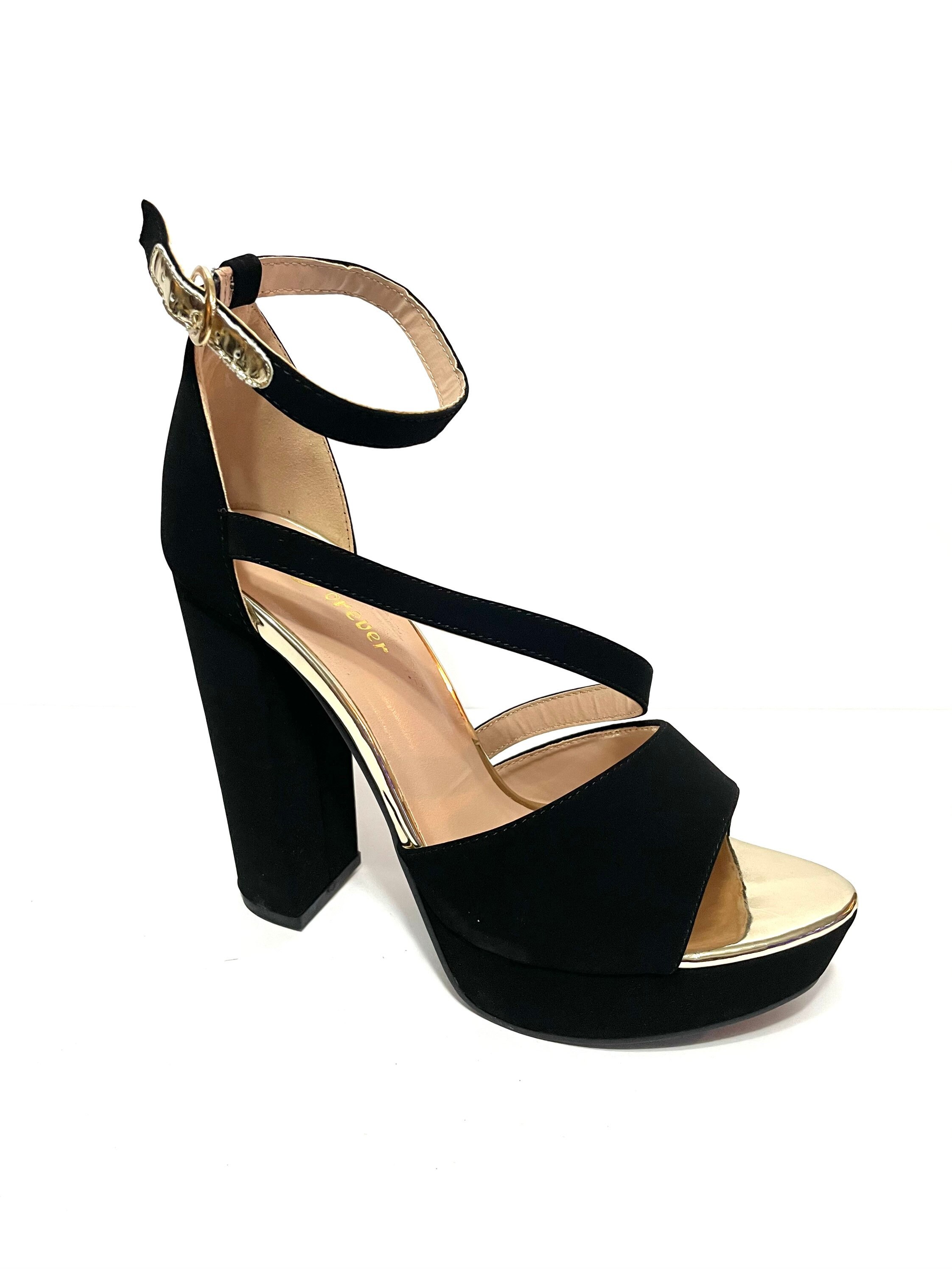 rose gold chunky platform heels