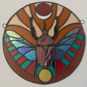 Stained Glass Scarab Beetle Suncatcher