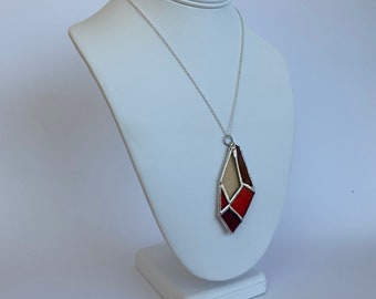 Stained Glass Crystal Pendant Necklace