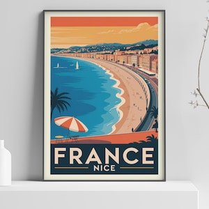 France: Nice Poster Print, Countries of the World travel poster print, Vintage Wall Print - 300