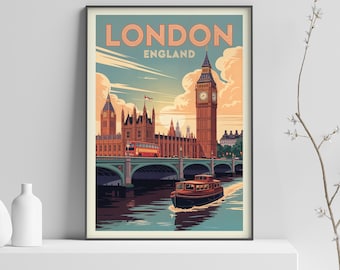United Kingdom London Vintage Travel Poster Print, Museum Quality Giclée Wall Art for Home Decor - 577