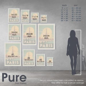 France: Paris Poster Print size compare list of inch to cm
