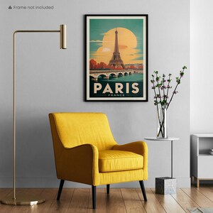 France: Paris Poster Print framed with mat poster example of leaning against the wall on the table