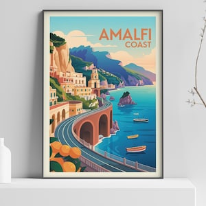 Italy: The Amalfi Coast Poster Print, Countries of the World travel poster print, Vintage Wall Print - 302