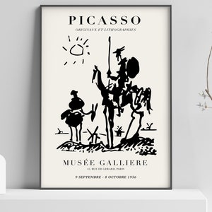 Picasso-lithografietentoonstellingsposter met naam - Don Quichot - kunstafdruk uit het midden van de eeuw