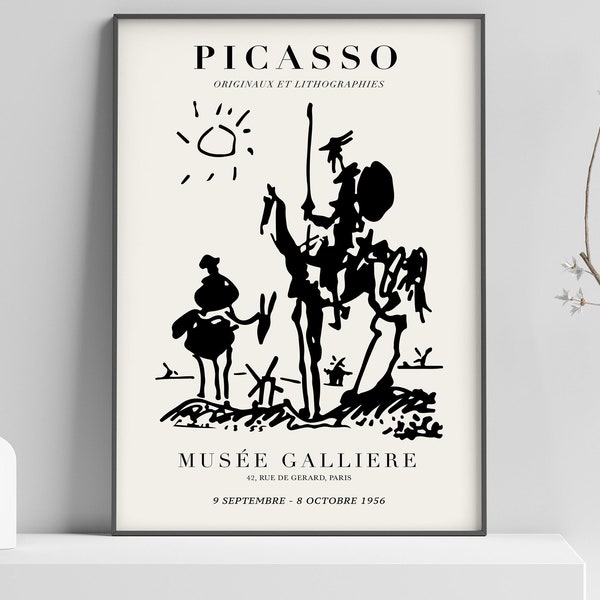 Picasso Lithograph Exhibition Poster of named - Don Quixote - Mid Century Art Print