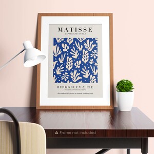 Henri Matisse Cutouts Exhibition Poster Berggruen & Cie 1953 Blue, Beige Leaves Premium Quality Print Vintage Poster 16 image 8