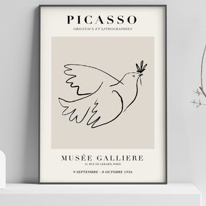 Poster della mostra Picasso del nome The Bird Lithograph 1956 - Mid Century Art Print
