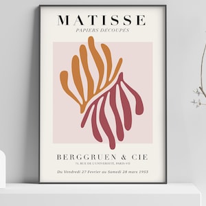 Matisse Cutouts Exhibition Poster - Berggruen & Cie 1953 - Orange, Blush Leaves - Premium Quality Print - Vintage Poster 9
