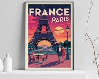 Paris Vintage Travel Poster Print France Art Deco Wall Art Black and White French Decor City Poster Giclée - 428