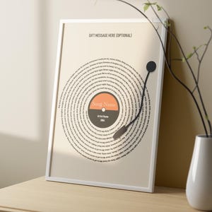Custom Song Lyrics Print, Personalized Music Poster, Customizable Music Gift, Wedding Anniversary Gift, Music Lover Decor, Vinyl Lyric Art 3