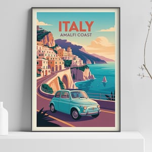 Italy: The Amalfi Coast Poster Print, Countries of the World travel poster print, Vintage Wall Print - 303
