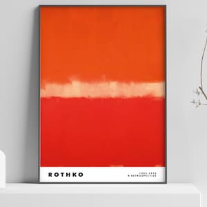 Mark Rothko Red Orange Poster Print - Abstract Exhibition Poster - Minimalist Wall Art - Mid Century Art Print - Vivid Color Wall Decor - 20