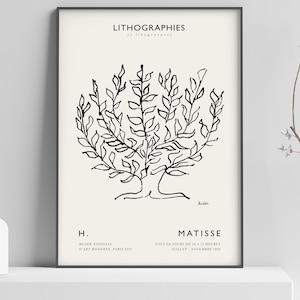 Matisse Exhibition Poster - Tree Drawing Art Print - Beige, Black - Cutouts Wall Art - Papiers Decoupes - Matisse Lithography 27