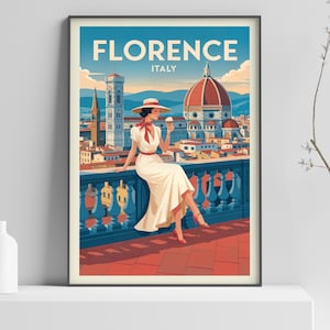 Italy: Gelato in Florence Poster Print, Countries of the World travel poster print, Vintage Wall Print - 331
