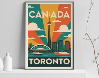 Toronto Canada Vintage Travel Poster Print - Mid Century City Wall Art, Colorful Modern Home Decor, Giclée Travel Art - 396