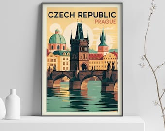 Póster vintage de Praga, República Checa, decoración de pared, póster checo, arte de viaje - 416