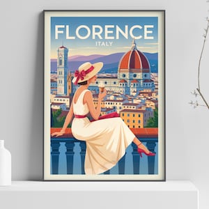 Italy: Gelato in Florence Poster Print, Countries of the World travel poster print, Vintage Wall Print - 330