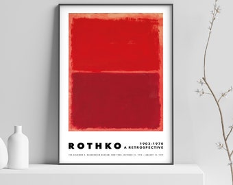 Mark Rothko rode tentoonstelling posterafdruk, abstracte schilderkunst - moderne wanddecoratie - kunstafdruk - 5