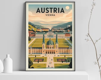 Austria Vienna Vintage Travel Poster Print Watercolor Wall Art | Museum-Quality Giclée City Decor, Austria Gift - 382