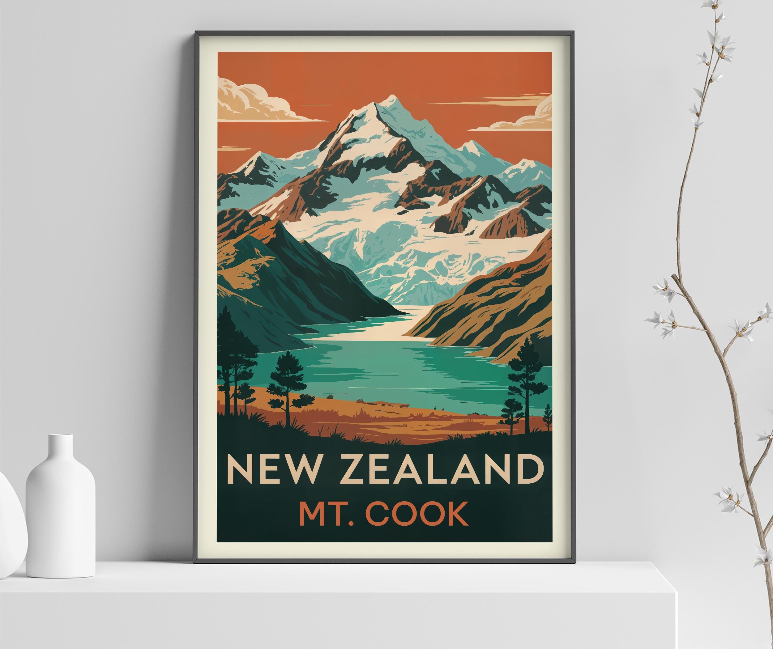 New Zealand Vintage Travel Poster - Etsy
