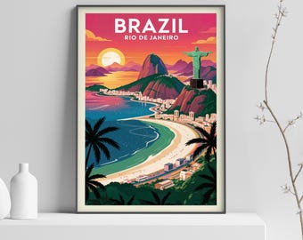 Rio Carnival Brazil Poster Print - Vintage Festival Face Headdress