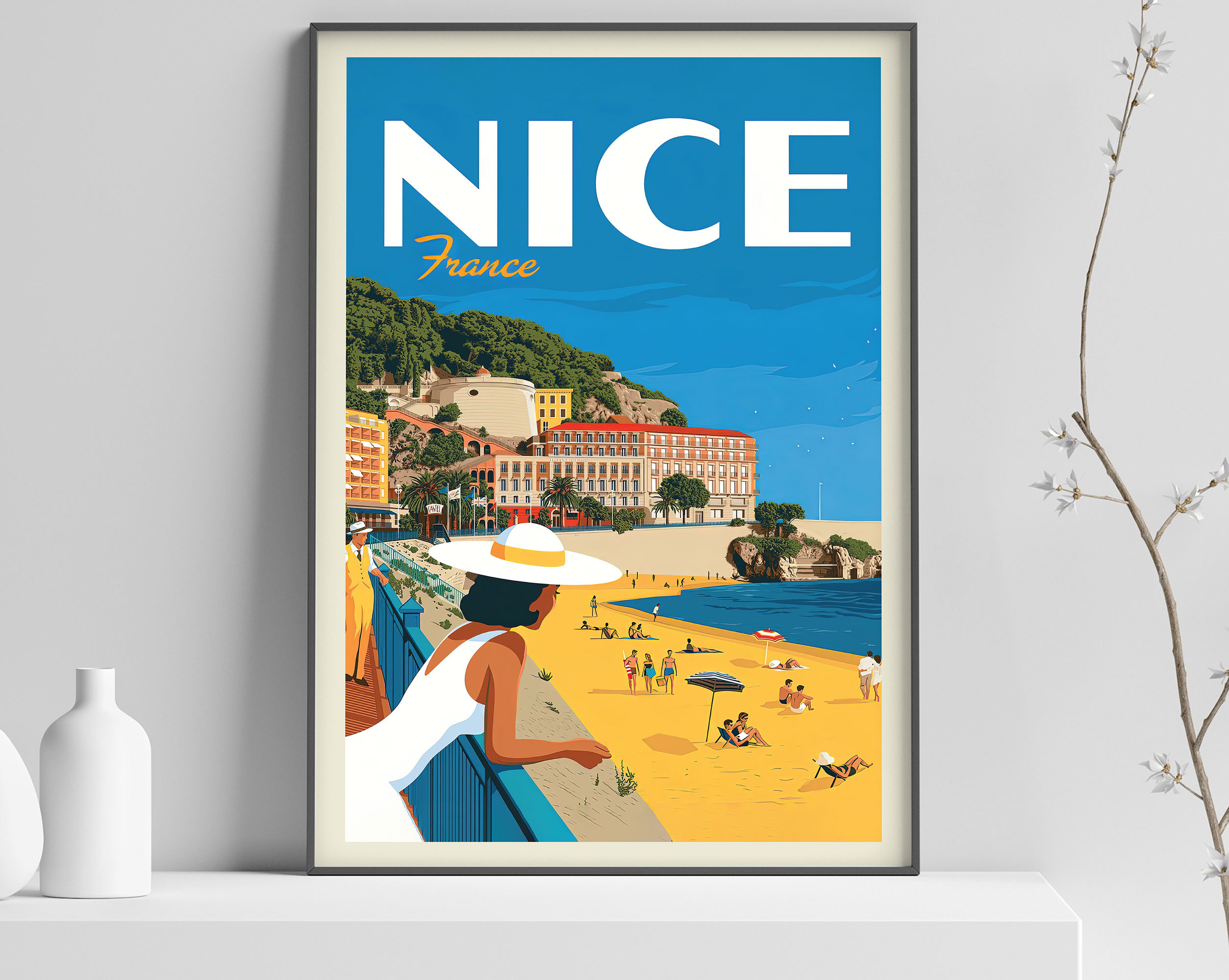 Discover France: Nice Poster Print, Countries of the World travel poster